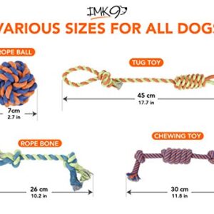 Dog Chew Rope Toys – Set Of 4 Ropes - For Large, Small Teething Pets – All Puppy Breeds Aggressive Chewers – 100% Cotton for Natural Floss – With Ball, Tough Teething Rope, Tug-Of-War & Fetching Bone