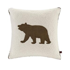 woolrich casual cabin lodge lifestyle decorative pillow hypoallergenic sofa cushion lumbar, back support, 1 count (pack of 1), bear white