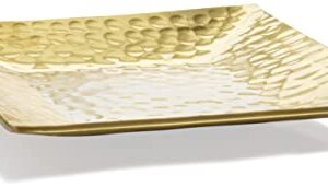 Red Co. Fancy Handcrafted Hammered Gilded Serving Tray, Square Centerpiece Platter, Gold Finish, Small Size, 6-inch