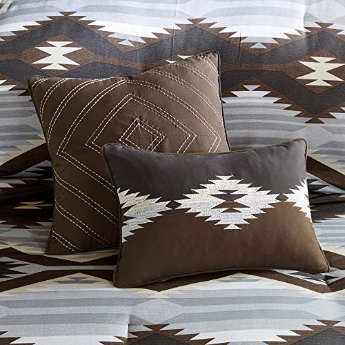 Woolrich Rustic Lodge Cabin Comforter Set - All Season Down Alternative Warm Bedding Layer and Matching Shams, Oversized King, Bitter Creek, Grey/Brown