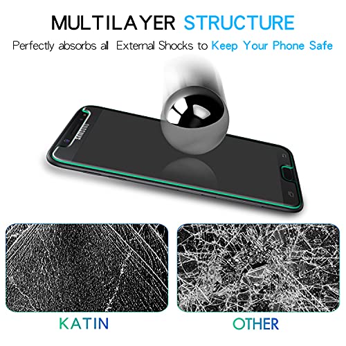 KATIN [2-Pack] For Samsung Galaxy J7 2017, J7 Prime, J7 Perx, J7 Sky Pro, J7 V, J7 Perx Tempered Glass Screen Protector No-Bubble, 9H Hardness, Easy to Install