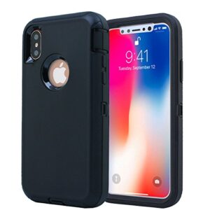 aicase iphone x/xs case, 3 in 1 scratch resistant, drop proof heavy duty soft tpu+ hard pc hybrid truly shockproof armor protective for iphone x (black)