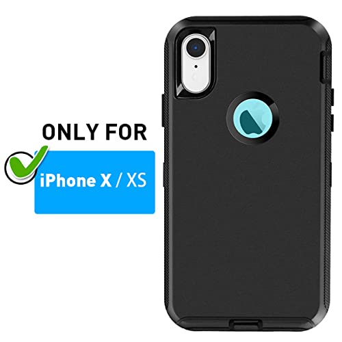 AICase iPhone X/XS Case, 3 in 1 Scratch Resistant, Drop Proof Heavy Duty Soft TPU+ Hard PC Hybrid Truly Shockproof Armor Protective for iPhone X (Black)