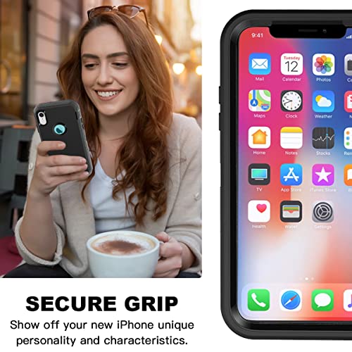 AICase iPhone X/XS Case, 3 in 1 Scratch Resistant, Drop Proof Heavy Duty Soft TPU+ Hard PC Hybrid Truly Shockproof Armor Protective for iPhone X (Black)