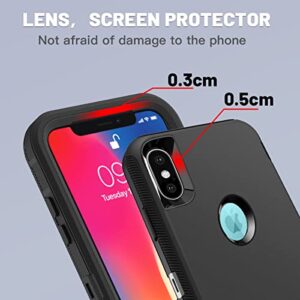 AICase iPhone X/XS Case, 3 in 1 Scratch Resistant, Drop Proof Heavy Duty Soft TPU+ Hard PC Hybrid Truly Shockproof Armor Protective for iPhone X (Black)