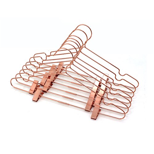 10Pack Koobay 17" Metal Hook Wire Rose Gold Copper Hangers with Clips Clothes Stroage Coat Hangers