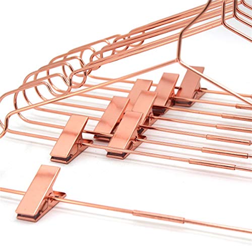 10Pack Koobay 17" Metal Hook Wire Rose Gold Copper Hangers with Clips Clothes Stroage Coat Hangers