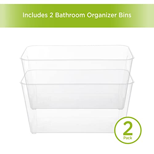 Kenney Organizer Bin with Handles, 3.75” L x 8.75” W x 3.75” H, Clear, 2 Piece