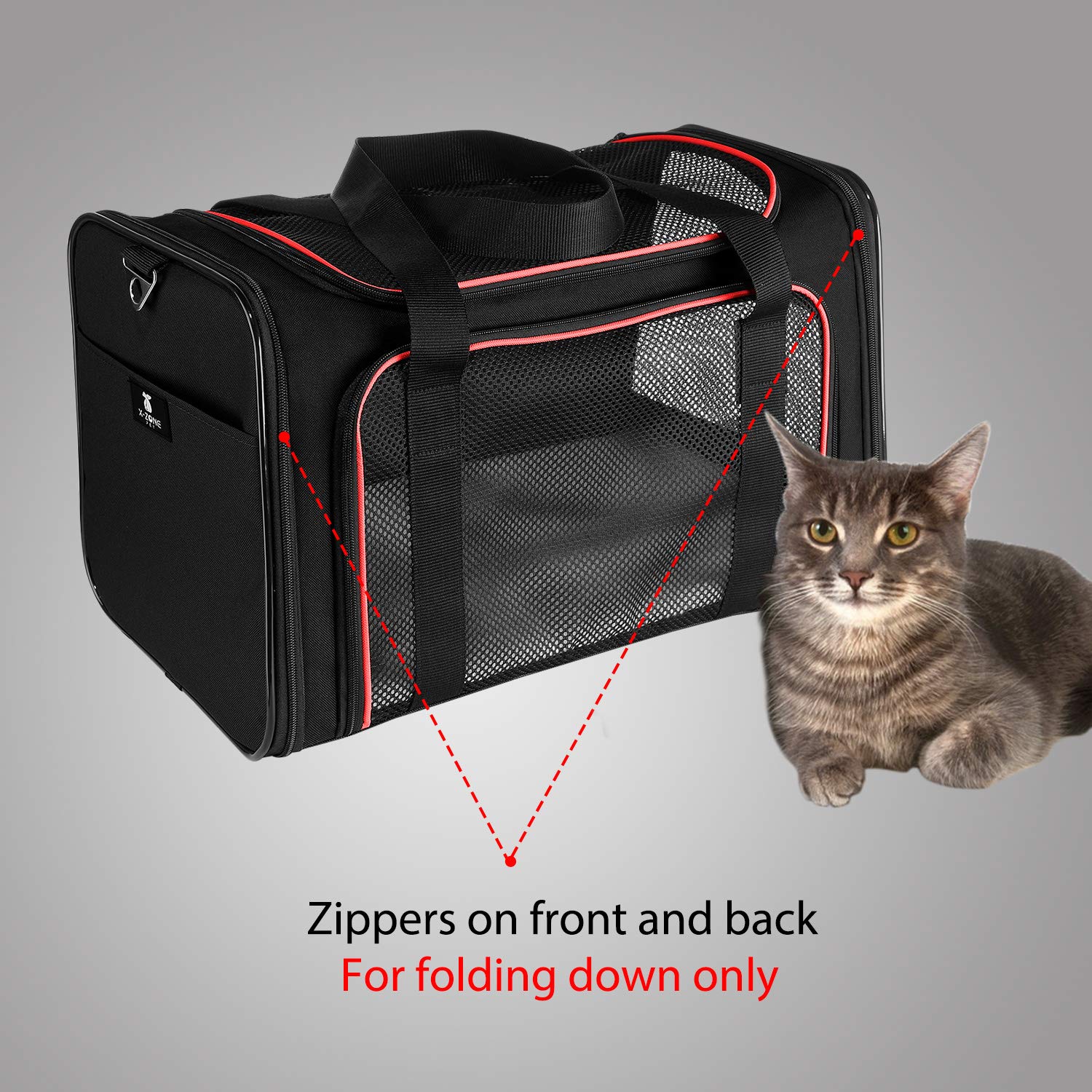 X-ZONE PET Dogs Carrier Cats Carrier Airline Approved Pet Carriers,Soft Sided Collapsible Pet Travel Carrier for Medium Cats and Puppy, Small Dogs Carrier for Travel