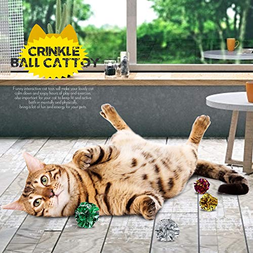 Bestsupplier 25 Pack Crinkle Balls Cat Toys - Original Mylar Crinkle Balls Cat Toys（Random Color）