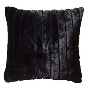 north end decor faux fur throw pillow 18"x18" with insert, black striped mink