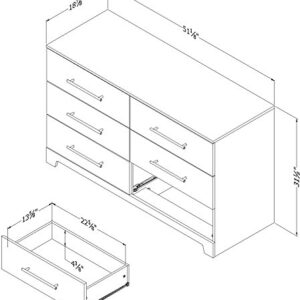 South Shore Primo 6-Drawer Double Dresser, Rustic Oak