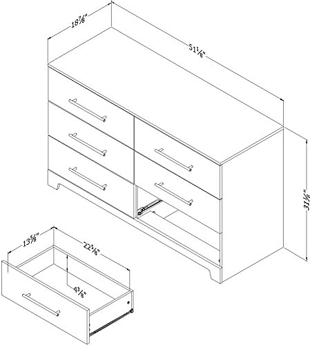 South Shore Primo 6-Drawer Double Dresser, Rustic Oak