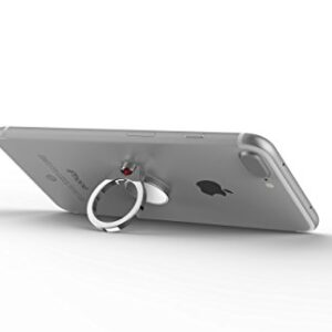 MAXIMEST Phone Ring Finger Holder, Stand, Mirror 360 Rotation Grip and Kickstand Accessory, Compatible with All Smartphones, iPhone, Samsung Galaxy S, Note, Z Fold, Flip, Tablets, iPad (Silver)