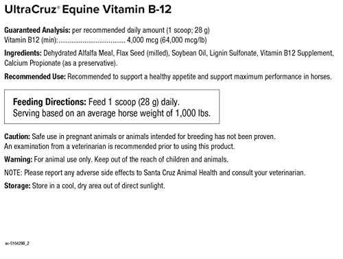 UltraCruz Equine Vitamin B-12 Supplement for Horses, 4 lb, Pellet (64 Day Supply)