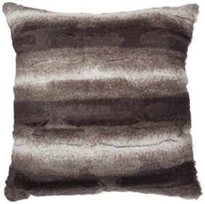 north end decor faux fur throw pillow 18"x18" with insert, mink brown white striped plush