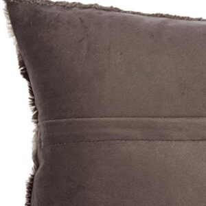 North End Decor Faux Fur Throw Pillow 18"x18" with Insert, Mink Brown White Striped Plush