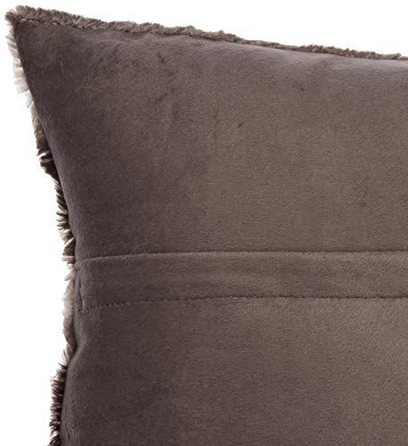 North End Decor Faux Fur Throw Pillow 18"x18" with Insert, Mink Brown White Striped Plush