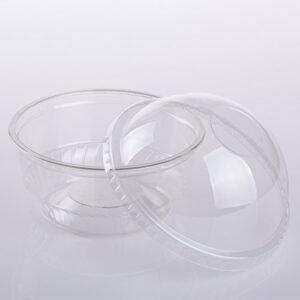 Golden Apple, 5oz-30sets Clear Plastic Cups for Ice Cream, Dessert Cups, Snack Bowl with Dome lids no Hole