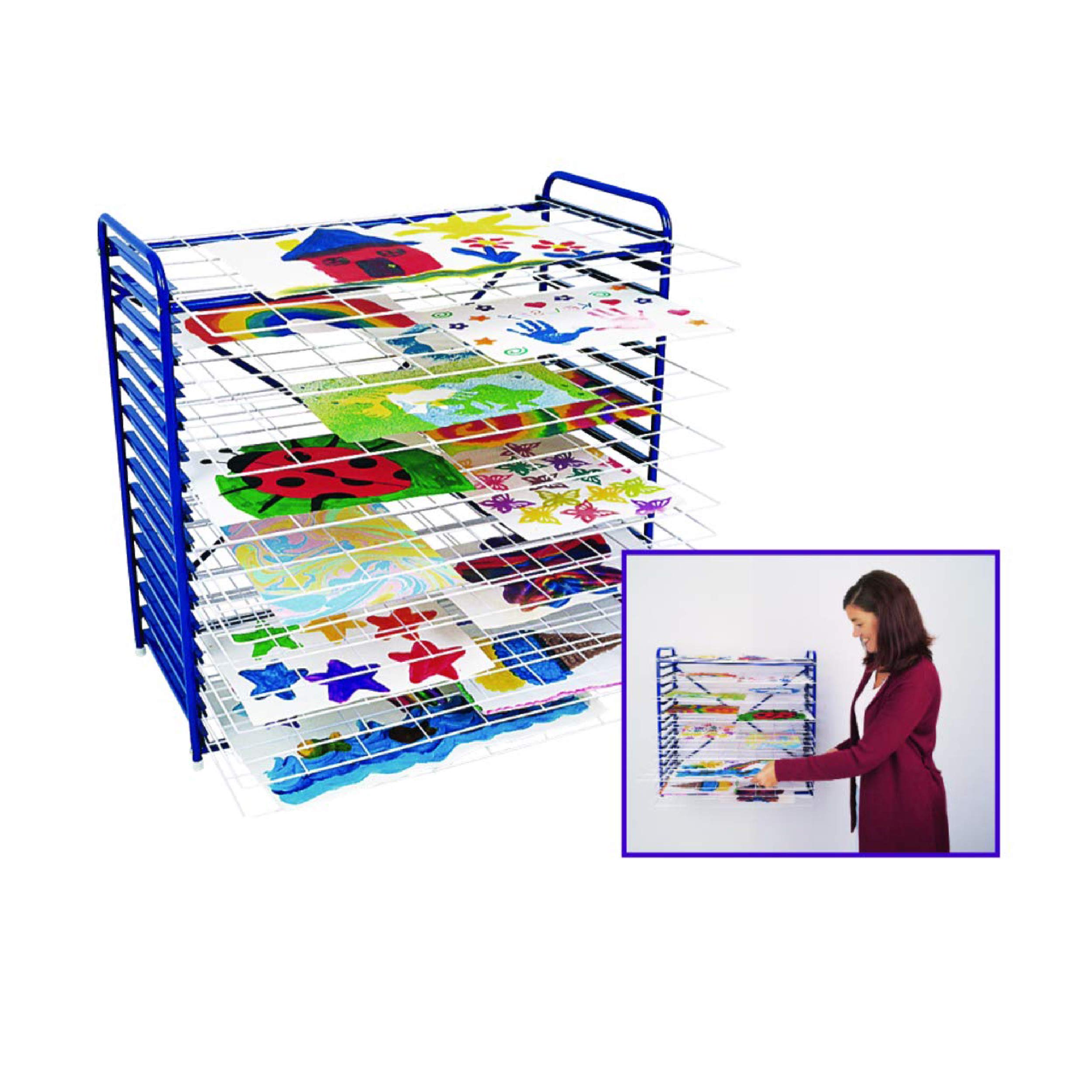 Colorations Art Drying Rack, Classroom Art Supplies, Tabletop or Wall Mount, School Art Drying Racks, Painting Stand, Studios, Homes, or Classrooms, Metal Shelves to Dry Paintings, 26" x 18" x 26"