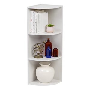 iris usa small spaces wood, bookshelf storage shelf, bookcase, 3-tier - corner, white,596326