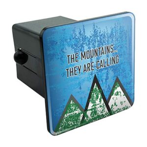 the mountains they are calling hiking nature tow trailer hitch cover plug insert 2"