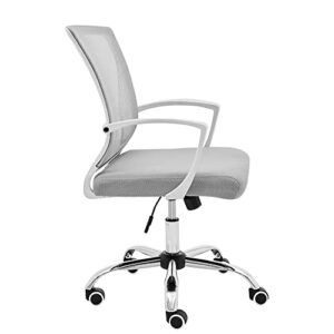 Modern Home Zuna Mid-Back Office Task Chair - Ergonomic Back Supporting Mesh Back Desk Chair (White/Blue)