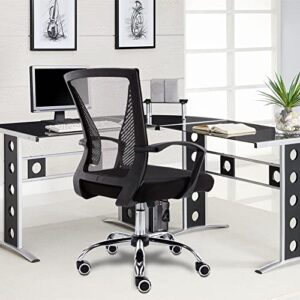 Modern Home Zuna Mid-Back Office Task Chair - Ergonomic Back Supporting Mesh Back Desk Chair (White/Blue)