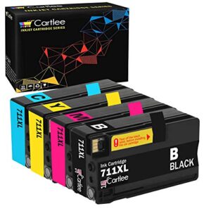 cartlee set of 4 compatible 711 711xl high yield ink cartridges for hp designjet t120 t520 printers