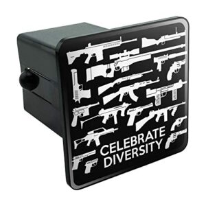 guns weapons rifles celebrate diversity second 2nd amendment tow trailer hitch cover plug insert 2"