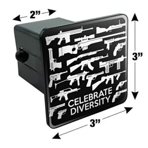 Guns Weapons Rifles Celebrate Diversity Second 2nd Amendment Tow Trailer Hitch Cover Plug Insert 2"
