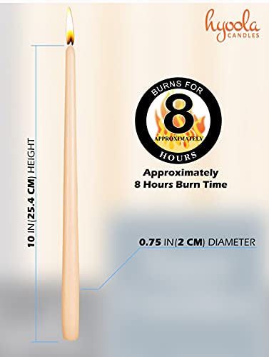 12 Pack Tall Taper Candles - 10 Inch Cream Dripless, Unscented Dinner Candle - Paraffin Wax with Cotton Wicks - 8 Hour Burn Time