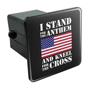 i stand for the flag kneel cross usa american flag patriotic tow trailer hitch cover plug insert 2"