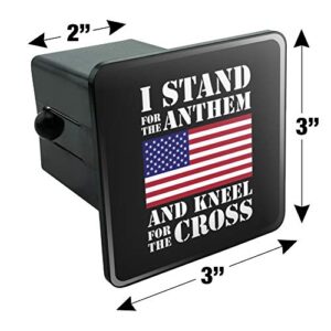 I Stand for The Flag Kneel Cross USA American Flag Patriotic Tow Trailer Hitch Cover Plug Insert 2"