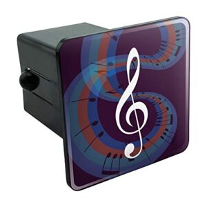 treble clef on music notes tow trailer hitch cover plug insert 2"