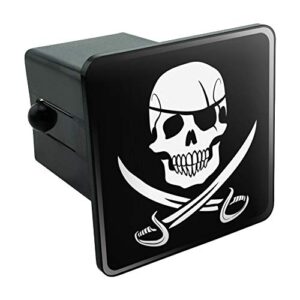 pirate skull crossed swords jolly roger tow trailer hitch cover plug insert 2"