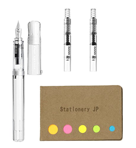 Pilot Kakuno Fountain Pen, Extra Fine Nib, Non Color Body, Pilot Fountain Pen Converter, CON-40, 2-Pieces, Sticky Notes Value Set