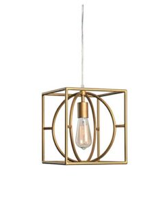 kenroy home 93882gld adele 1 light swag pendant with gold finish, modern style, 11" height, 9" width, 9" depth