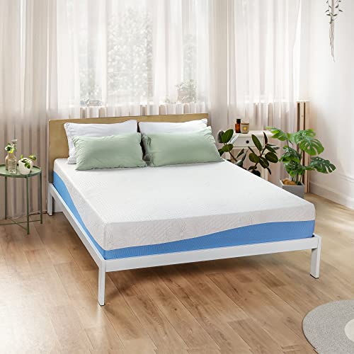 PrimaSleep Wave Gel Infused Memory Foam Mattress, 10'' H, Cal King, Blue