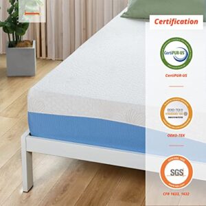 PrimaSleep Wave Gel Infused Memory Foam Mattress, 10'' H, Cal King, Blue