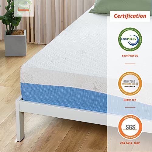 PrimaSleep Wave Gel Infused Memory Foam Mattress, 10'' H, Cal King, Blue