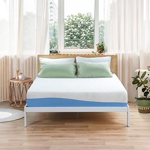 PrimaSleep Wave Gel Infused Memory Foam Mattress, 10'' H, Cal King, Blue