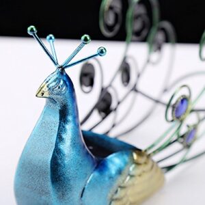 CdyBox Elegant Peacock Wrought Iron Wine Rack Single Bottle Tabletop Holder Creative Furnishing Articles Display