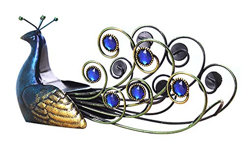 CdyBox Elegant Peacock Wrought Iron Wine Rack Single Bottle Tabletop Holder Creative Furnishing Articles Display