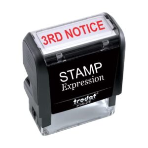 stampexpression - 3rd notice office self inking rubber stamp - red ink (a-5182)
