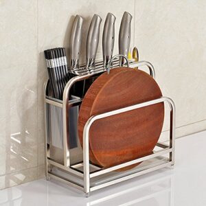 AIYoo Cutting Boards Knife Organizer with Hooks/Stainless Steel Kitchen Utensils Rack Chopping Boards/Knives/Chopsticks/Spoon/Fork/Flatware Storage with Drying Drainer