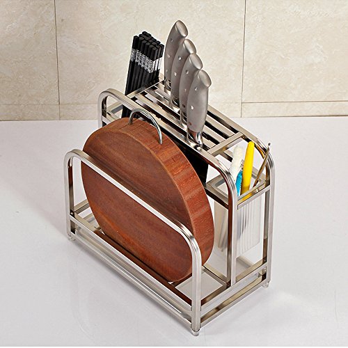 AIYoo Cutting Boards Knife Organizer with Hooks/Stainless Steel Kitchen Utensils Rack Chopping Boards/Knives/Chopsticks/Spoon/Fork/Flatware Storage with Drying Drainer