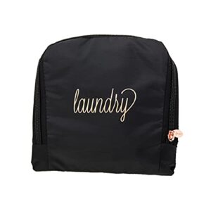 miamica foldable travel laundry bag, black & rose gold – measures 21” x 22” when fully opened – foldable laundry bag with drawstring closure – durable, lightweight travel accessories