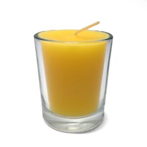 bcandle 100% pure beeswax 15-hour votive candle in glass (set of 4)