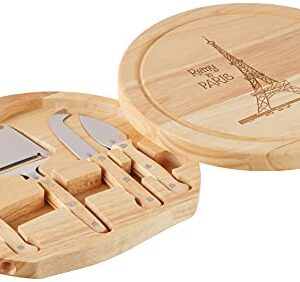 TOSCANA - a Picnic Time brand - Disney Ratatouille Circo Cheese Board and Knife Set - Charcuterie Board Set - Wood Cutting Board, (Parawood)